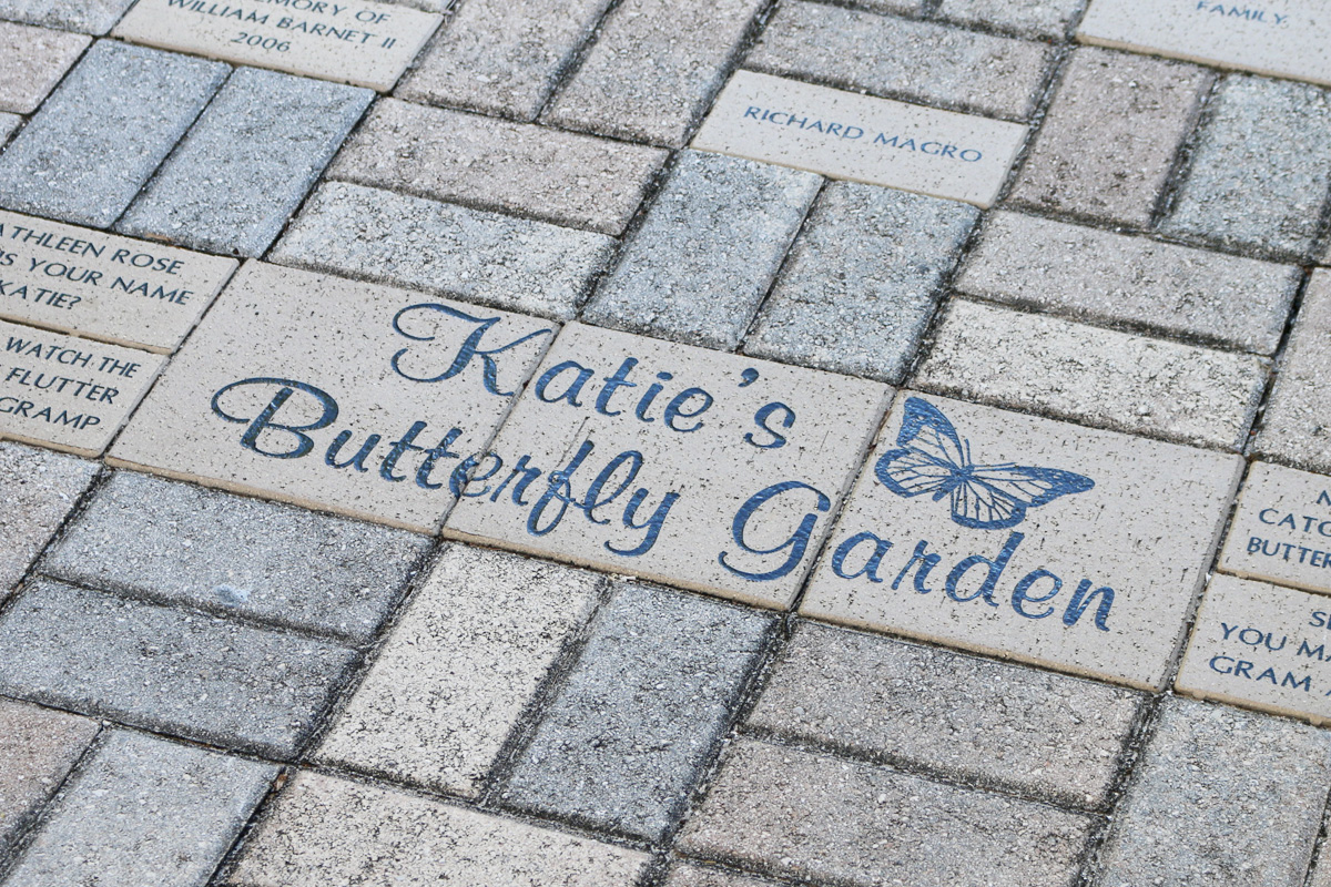 Brick paver inside butterfly garden 