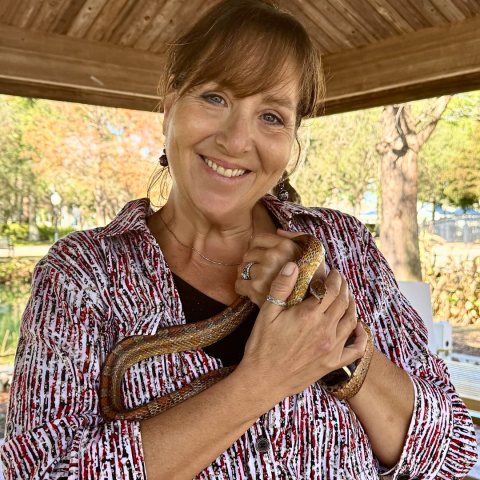Lori Gullett holding a snake