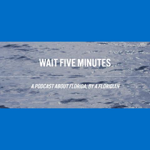 Wait Five Minutes on Water background with blue